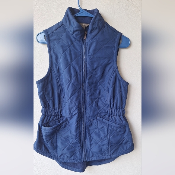 Bit & Bridle Quilted Vest Women Blue Navy Full Zip Pockets Size XS - Picture 3 of 9